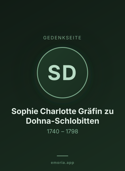Gedenkportrait von Sophie Charlotte Gräfin zu Dohna-Schlobitten