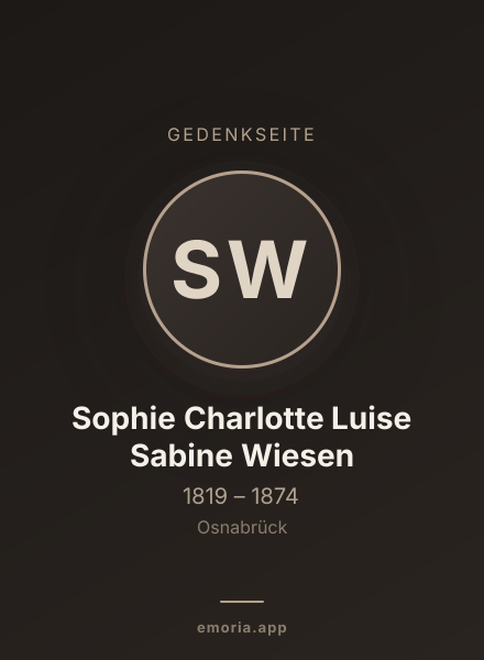 Gedenkportrait von Sophie Charlotte Luise Sabine Wiesen