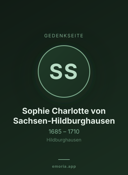 Gedenkportrait von Sophie Charlotte von Sachsen-Hildburghausen