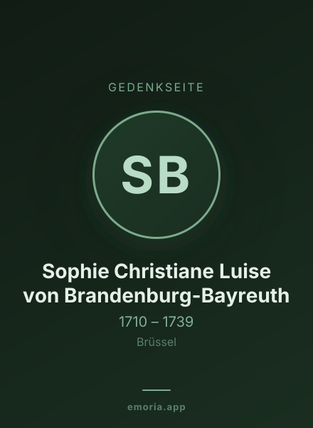 Gedenkportrait von Sophie Christiane Luise von Brandenburg-Bayreuth