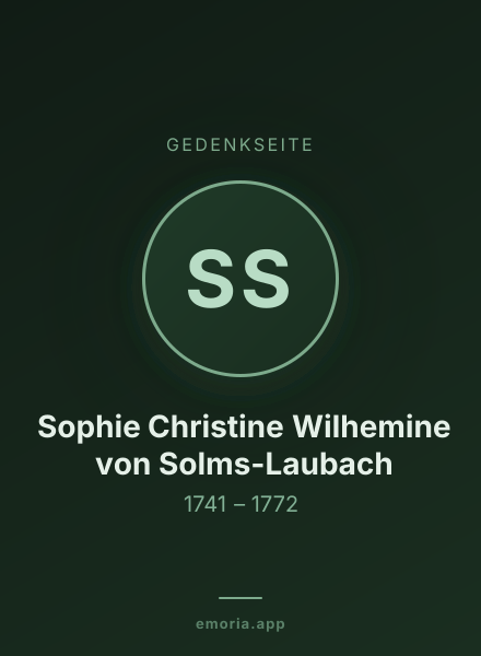 Gedenkportrait von Sophie Christine Wilhemine von Solms-Laubach