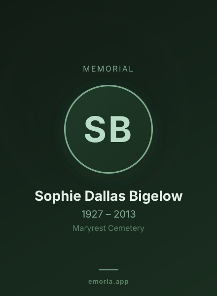 Memorial portrait of Sophie Dallas Bigelow