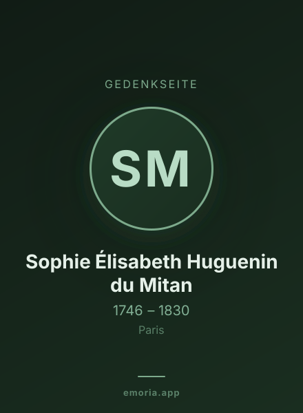 Gedenkportrait von Sophie Élisabeth Huguenin du Mitan