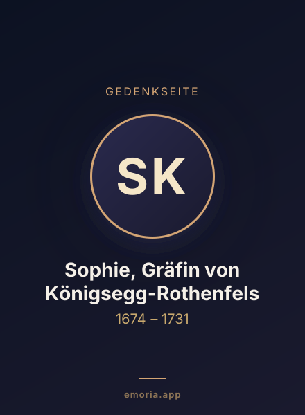 Gedenkportrait von Sophie, Gräfin von Königsegg-Rothenfels