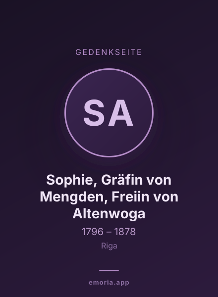 Gedenkportrait von Sophie, Gräfin von Mengden, Freiin von Altenwoga