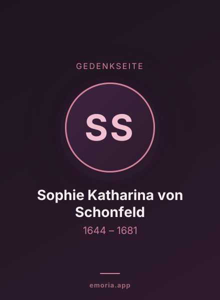 Gedenkportrait von Sophie Katharina von Schonfeld