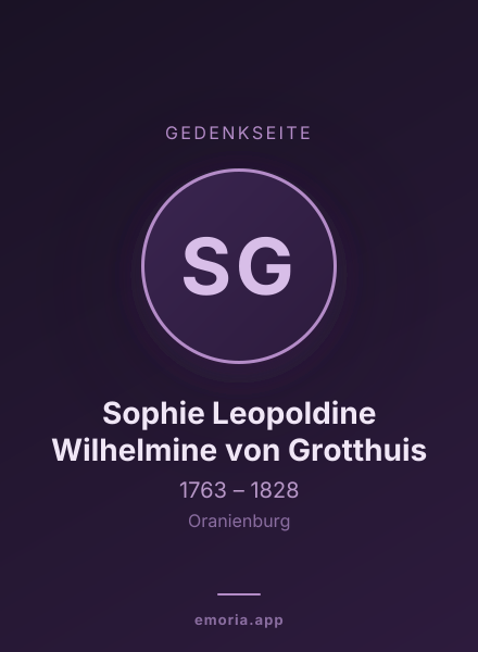 Gedenkportrait von Sophie Leopoldine Wilhelmine von Grotthuis