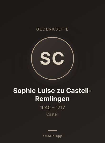 Gedenkportrait von Sophie Luise zu Castell-Remlingen