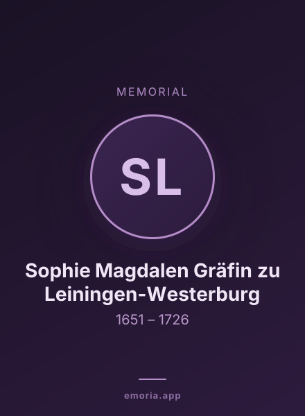 Memorial portrait of Sophie Magdalen Gräfin zu Leiningen-Westerburg