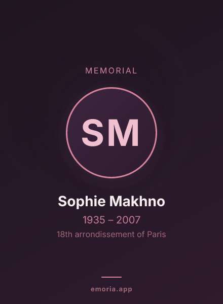 Memorial portrait of Sophie Makhno