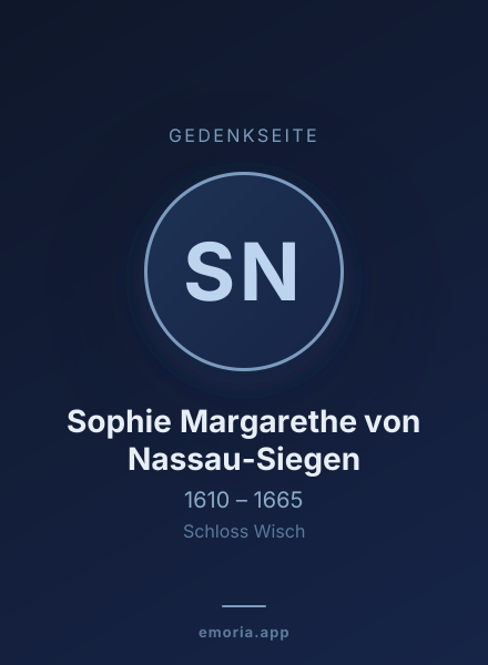 Gedenkportrait von Sophie Margarethe von Nassau-Siegen