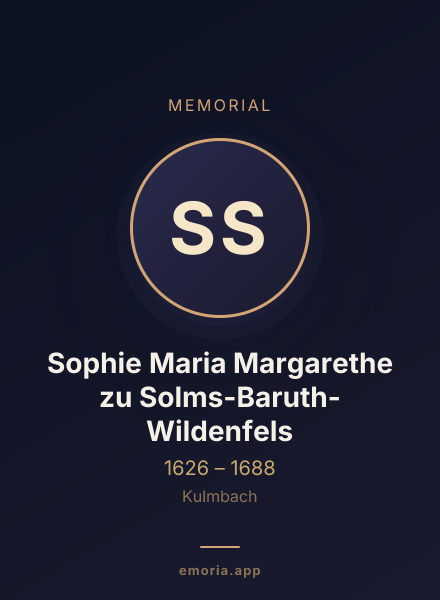 Memorial portrait of Sophie Maria Margarethe zu Solms-Baruth-Wildenfels