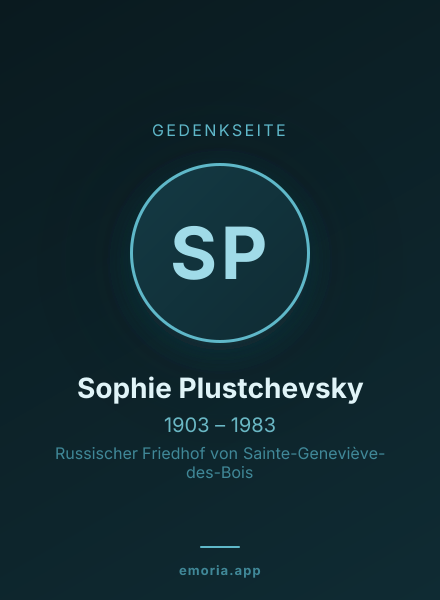Gedenkportrait von Sophie Plustchevsky
