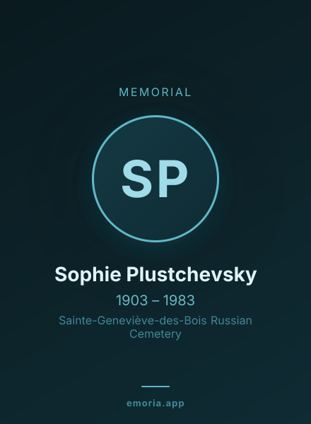 Memorial portrait of Sophie Plustchevsky