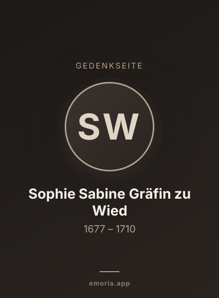 Gedenkportrait von Sophie Sabine Gräfin zu Wied