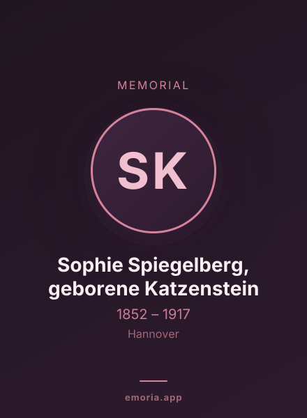 Memorial portrait of Sophie Spiegelberg, geborene Katzenstein
