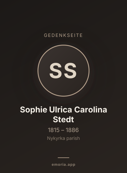 Gedenkportrait von Sophie Ulrica Carolina Stedt