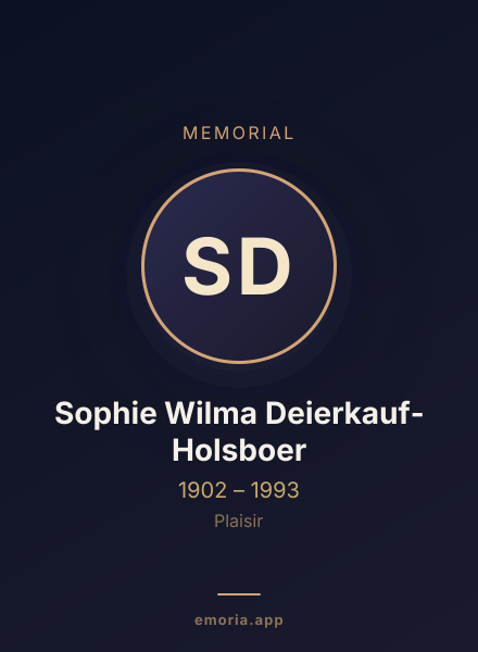 Memorial portrait of Sophie Wilma Deierkauf-Holsboer