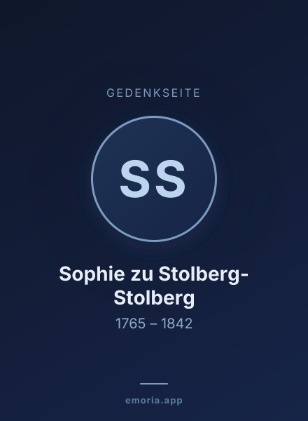 Gedenkportrait von Sophie zu Stolberg-Stolberg