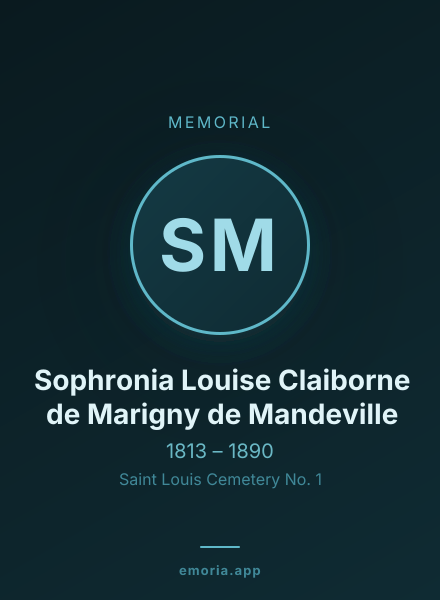 Memorial portrait of Sophronia Louise Claiborne de Marigny de Mandeville