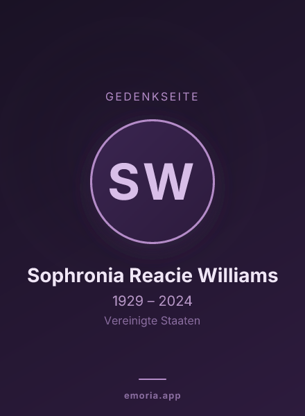 Gedenkportrait von Sophronia Reacie Williams