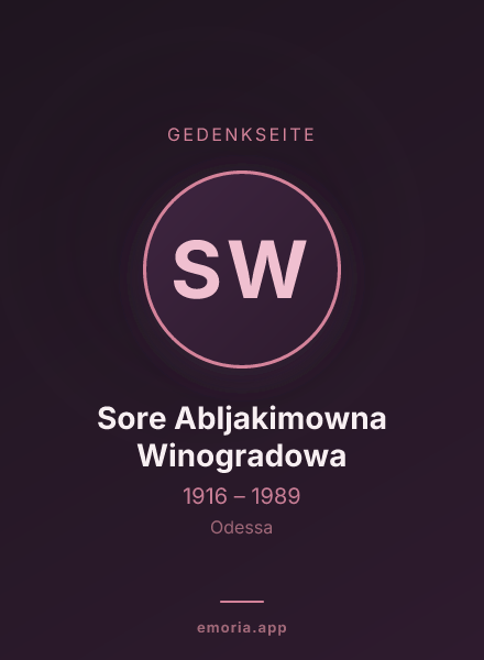 Gedenkportrait von Sore Abljakimowna Winogradowa