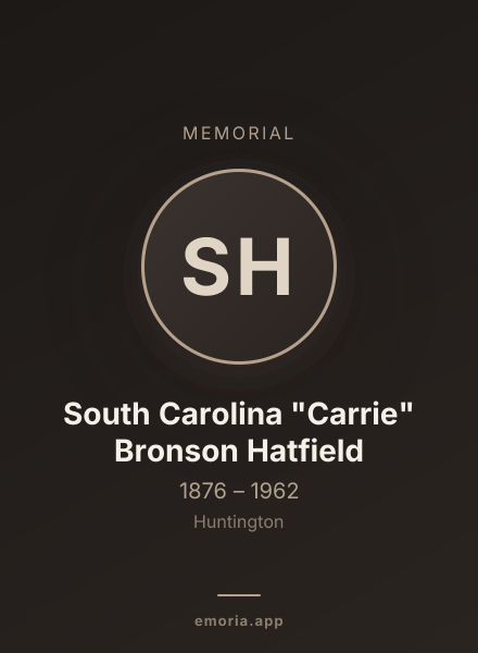 Memorial portrait of South Carolina "Carrie" Bronson Hatfield