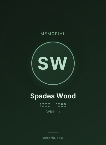 Memorial portrait of Spades Wood
