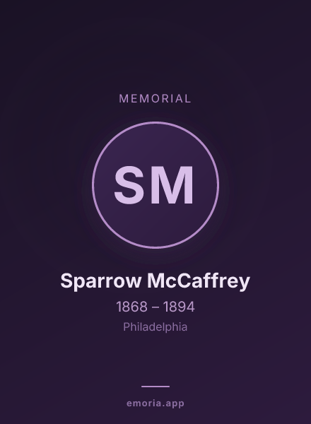 Memorial portrait of Sparrow McCaffrey