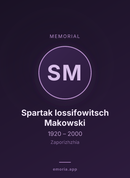 Memorial portrait of Spartak Iossifowitsch Makowski