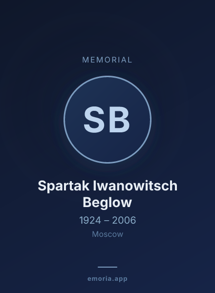 Memorial portrait of Spartak Iwanowitsch Beglow