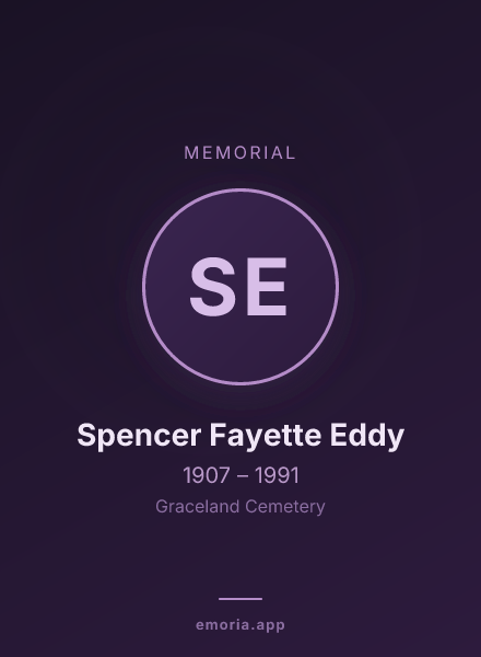Memorial portrait of Spencer Fayette Eddy