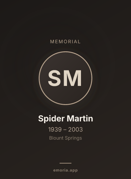 Memorial portrait of Spider Martin