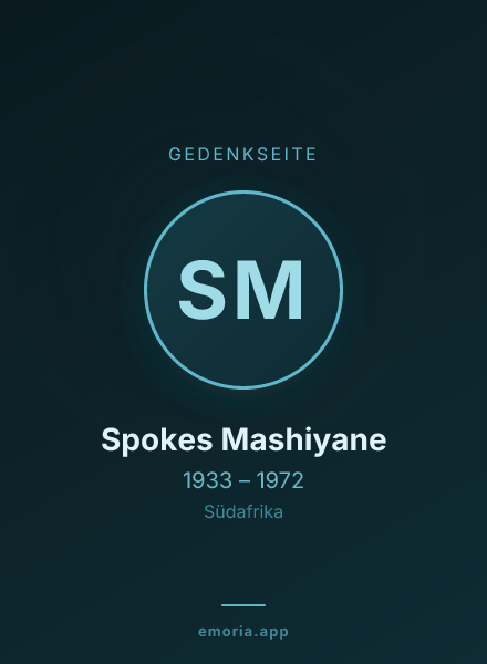 Gedenkportrait von Spokes Mashiyane