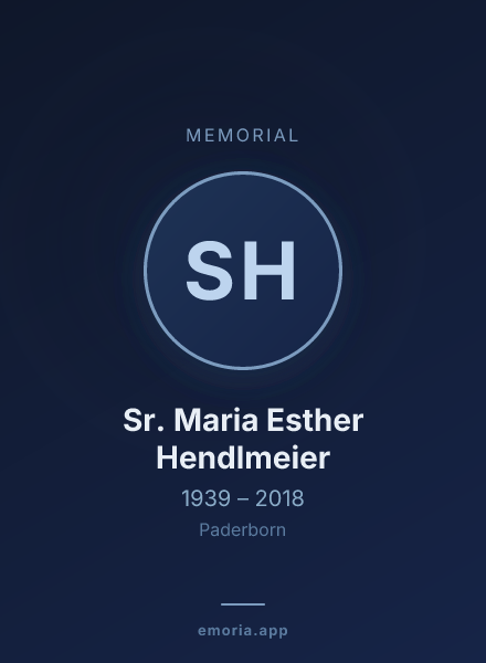 Memorial portrait of Sr. Maria Esther Hendlmeier