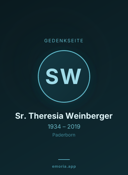 Gedenkportrait von Sr. Theresia Weinberger