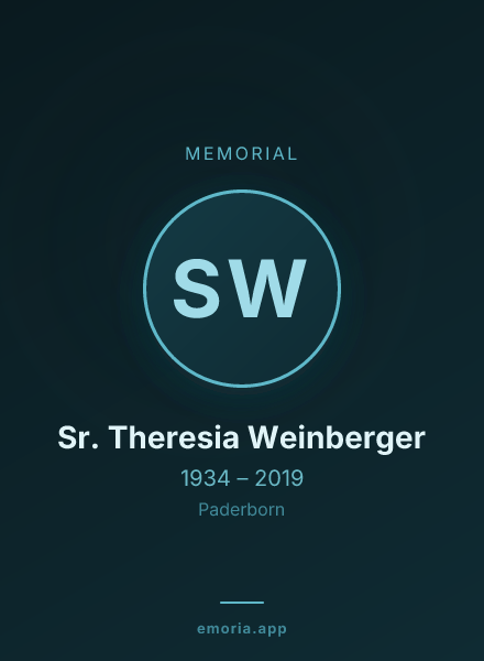 Memorial portrait of Sr. Theresia Weinberger