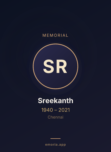 Memorial portrait of Sreekanth