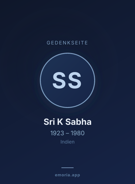 Gedenkportrait von Sri K Sabha