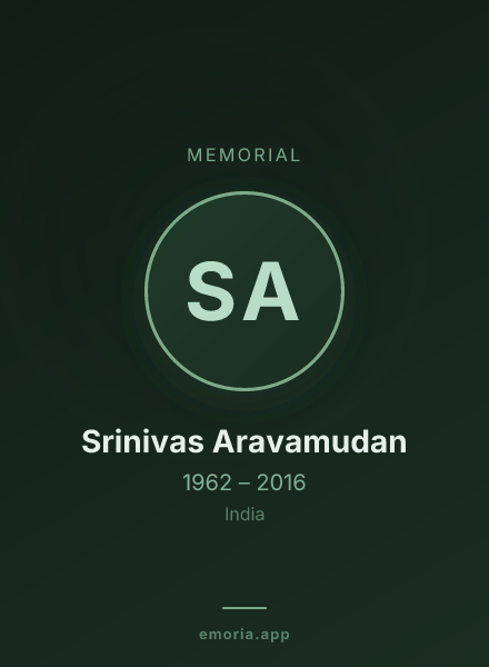Memorial portrait of Srinivas Aravamudan