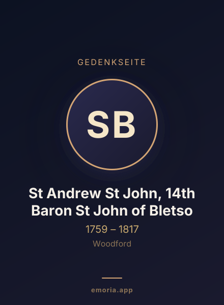 Gedenkportrait von St Andrew St John, 14th Baron St John of Bletso