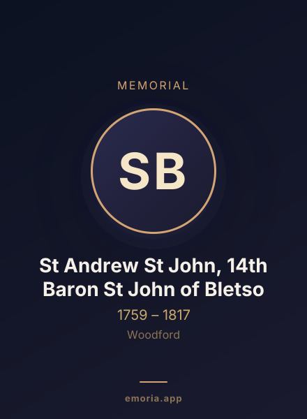 Memorial portrait of St Andrew St John, 14th Baron St John of Bletso