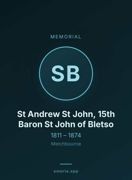Memorial portrait of St Andrew St John, 15th Baron St John of Bletso
