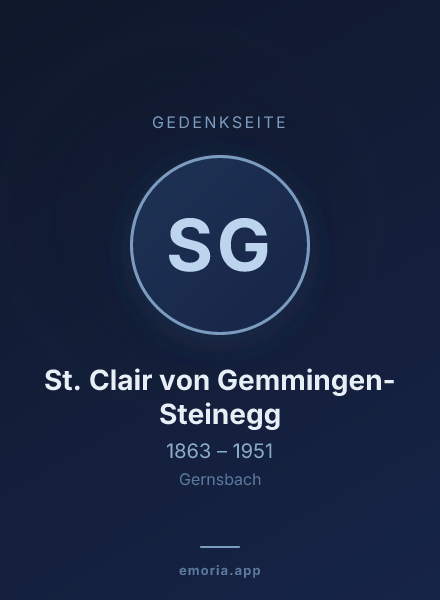 Gedenkportrait von St. Clair von Gemmingen-Steinegg
