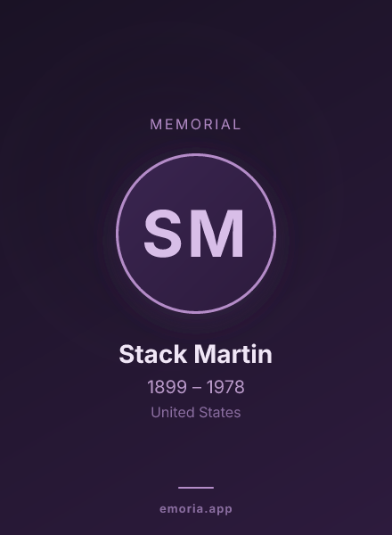 Memorial portrait of Stack Martin
