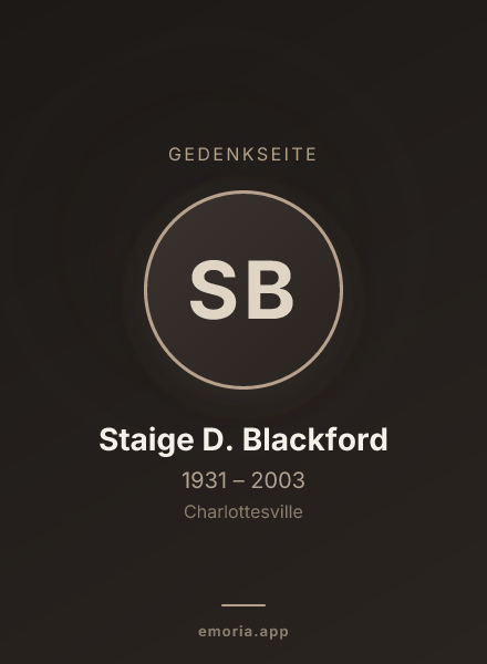 Gedenkportrait von Staige D. Blackford