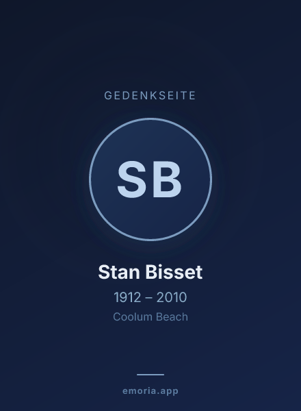 Gedenkportrait von Stan Bisset