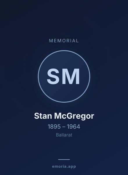 Memorial portrait of Stan McGregor