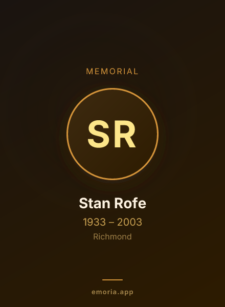Memorial portrait of Stan Rofe