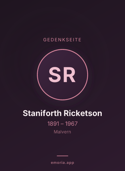 Gedenkportrait von Staniforth Ricketson